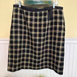 Requirements Vintage Y2K black yellow boucle plaid skirt sz 14